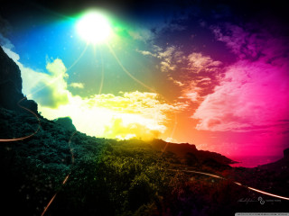 Colorful sky rainbow sun mountain - a colorful sky free wallpaper