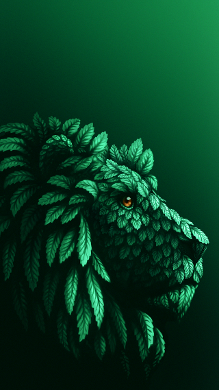 Green animal leafy pattern head 2 - its head free wallpaper for mobile