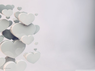 White hearts floating air white - a gray sky in the background free wallpaper for desktop