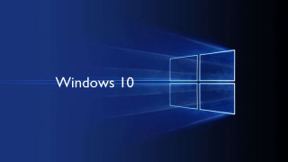 Blue background windows 10 logo - white letter free wallpaper