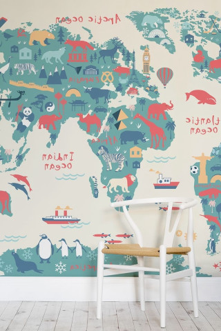 Chair wall worldmap wooden chair - front of a wall free wallpaper