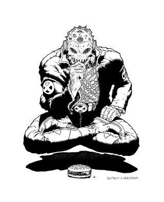 Person sitting lotus skateboard dog - biopunk free wallpaper for mobile