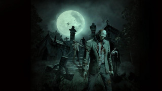 Zombies cemetery dark moon group - a group of zombies free wallpaper