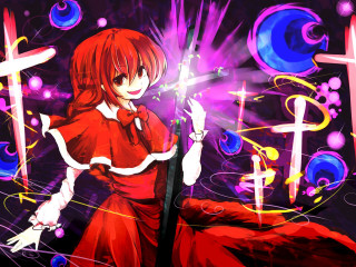 Woman red dress sword cross - a cross free wallpaper for desktop