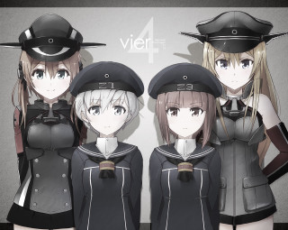 Anime girls hats uniforms caption - a black outfit free wallpaper