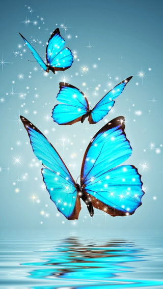 Blue butterflies flying water sparkles 2 - claire dalby free wallpaper for mobile