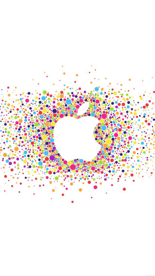 White apple logo colorful dots - full color free wallpaper