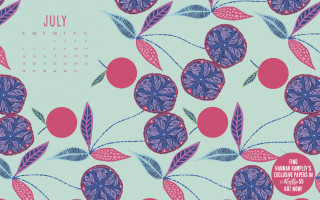 July calendar floral blue pink - free flowers wallpaper for desktop