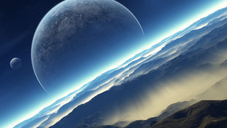 Distant planet space mountains clouds 3 - a distant planet free wallpaper