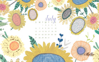 Sunflower calendar july2013 floral naive - sunflower free wallpaper