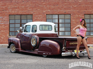 Woman pink dress vintage truck - bill lewis free wallpaper for desktop