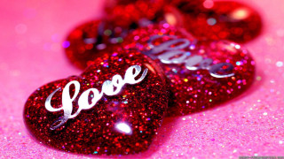 Three hearts love pink background 7 - glitter free wallpaper