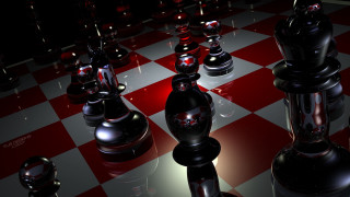 Chess board black red pieces - floor free wallpaper