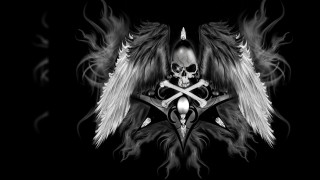 Skull wings cross chest ornate - dark art free wallpaper for desktop