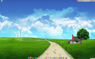 Computer screen house windmills road - screenshot free wallpaper