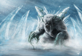 Ice creature hands in air - a creature free wallpaper