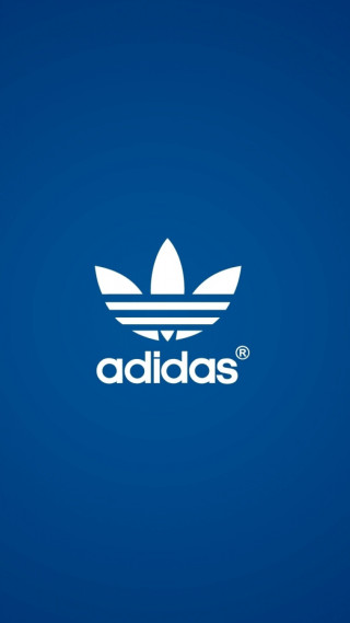 Blue background white adidas logo 6 - typographic free wallpaper for mobile