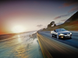 Car ocean sunset beach people - motion blur free wallpaper