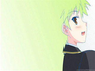 Green haired man profile smile - on free wallpaper