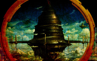 Futuristic city clouds planes circle - a futuristic city free wallpaper