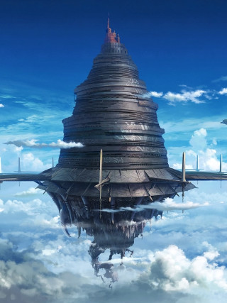 Futuristic city sky clouds plane - cloud and a plane free wallpaper