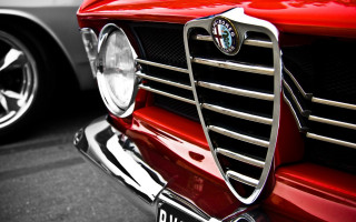 Red car chrome grille black - a red car free wallpaper