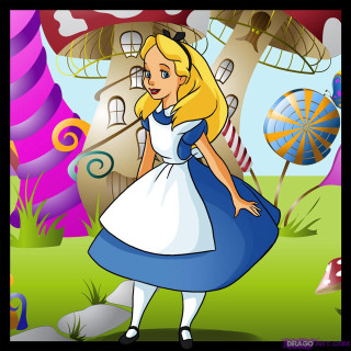 Cartoon woman blue dress house - a blue dress free wallpaper for tablet
