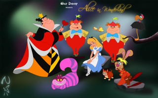 Cartoon characters alice in wonderland - a group of cartoon characters free wallpaper for desktop