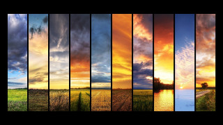 Sunset field water clouds background - warm color free wallpaper