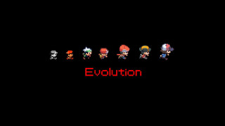 Pixel characters evolution red black - red letter free wallpaper for desktop