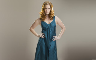 Woman blue dress posing picture 5 - art nouveau free wallpaper