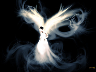 Woman white wings gothic anne - a white swirl free wallpaper