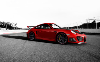 Red sports car race track 2 - a red flag free wallpaper