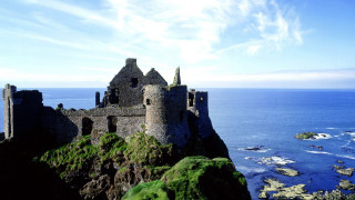Castle cliff ocean foreground water - medieval free wallpaper for desktop