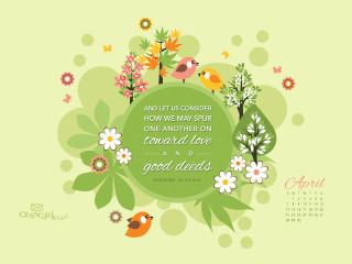 Green white calendar birds flowers - ammi phillips free wallpaper for desktop