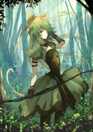 Woman green dress woods bow - a green dress free wallpaper for mobile