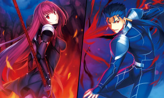 Anime characters blue red swords - outfit free wallpaper