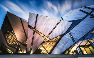 Building windows sky clouds blue - a cubist painting free wallpaper