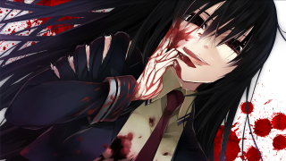 Woman long black hair blood - autodestructive art free wallpaper for desktop