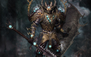 Demon holding sword blade computer - epic fantasy character art free wallpaper for desktop