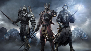 Three knights in armor dark - a dark landscape free wallpaper