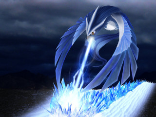Blue bird cloudy sky fire - lightening free wallpaper for desktop