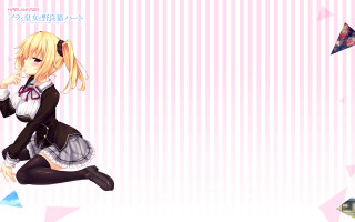 Girl schooluniform anime blonde blush - fullbody free wallpaper for desktop