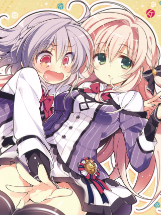 Anime girls long hair purple 4 - one holding free wallpaper for mobile