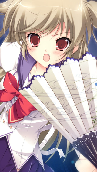 Woman holding fan dress bow - a fan free wallpaper for mobile