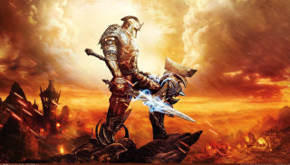 Man armor sword field fire 2 - a man in armor holding free wallpaper