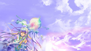 Anime girl long hair bird - official art free wallpaper for desktop