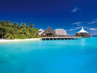 Beach resort pier hut ocean - the middle of the ocean free wallpaper