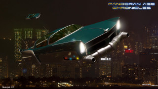 Futuristic car flying city night - a futuristic background free wallpaper