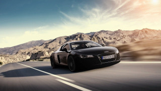 Black sports car mountain road 7 - a sky background and sun free wallpaper